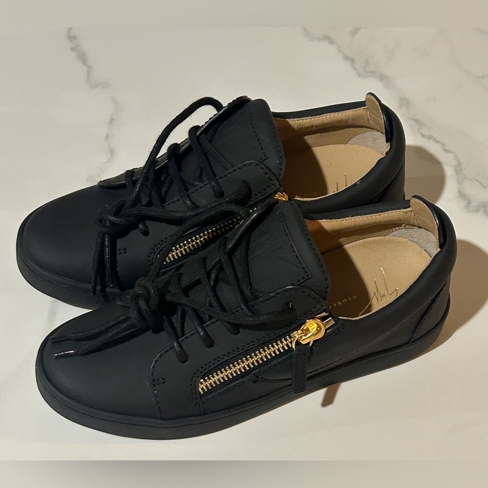 Giuseppe Zanotti Black and Gold Sneakers with Sleek Design - Picture 2 of 9